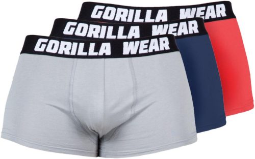 Gorilla Wear Boxershorts 3-Pack - Boxeralsó 3 Részes Csomag Szürke/kék/piros