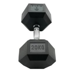   Sveltus Hexagonal Dumbbell - Hex Hatszögletű Egykezes Gumírozott Fix Edzőtermi Kézisúlyzó 18 Kg