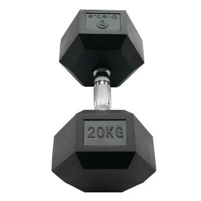 Sveltus Hexagonal Dumbbell - Hex Hatszögletű Egykezes Gumírozott Fix Edzőtermi Kézisúlyzó 18 Kg